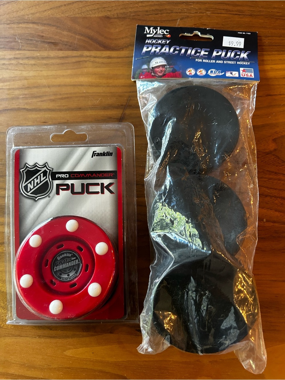 NHL Pro Commander Red Practice Puck + Black Practice Pucks Set